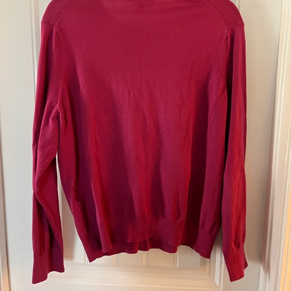 Lands' End Women's Fuchsia Button-Front Cardigan Sweater - Picture 2 of 4
